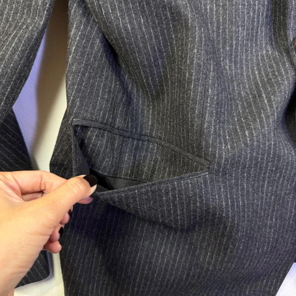 Hugo Boss Mens 38R Blazer Guabello Wool Cashmere Pinstripe Sport Coat Charcoal‎
